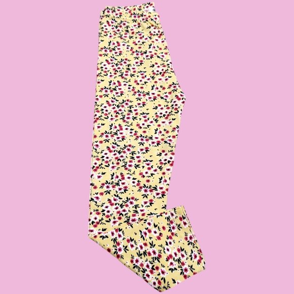 Pepco Full length Soft Cottonleggings SkinnyFit stretchy Yellow&red Flowers NWOT - Picture 4 of 5